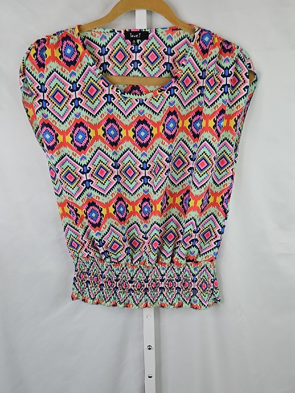 Love J Bold Geometric "Aztec-Style" Multicolor Top Size Medium
